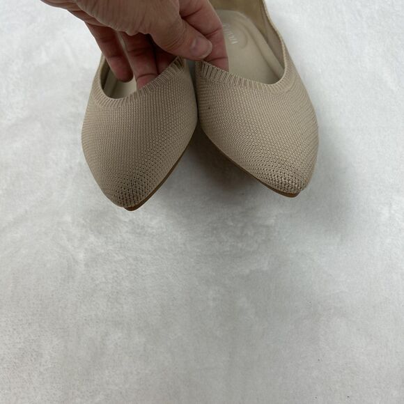 Vivaia Shoes Womens Size 39 Beige Knit Pointed Toe Flats Slip On Comfort Ballet - Picture 5 of 7